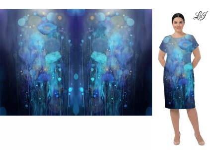 Viskozový úplet 230g - Panel 120 cm - Modrý mák