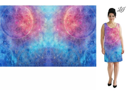 Kimo úplet - PANEL 100x158 cm - Mandaly na růžovomodré