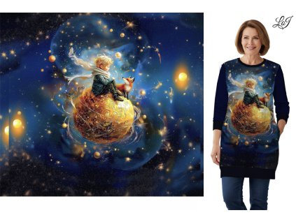 Teplákovina 240g - PANEL na přední díl XL 80 cm - Princ a liška