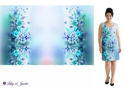 Viskozový úplet 230g - Panel 100 cm - Svislé květy