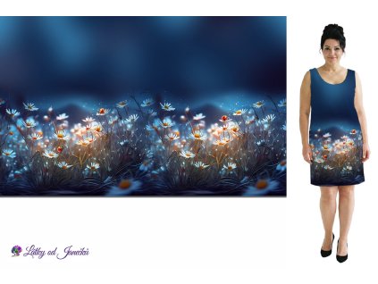 Kimo úplet - PANEL 100x158 cm - Noční kopretiny