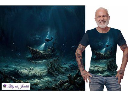 Bavlněný úplet - PANEL XL 80 cm - Potopený vrak