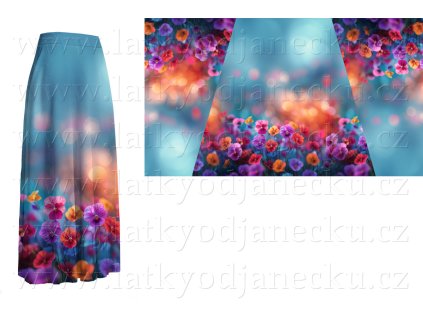 Viskozový úplet 190g * Macešky pod oblohou * PANEL NA SUKNI 100x176 cm