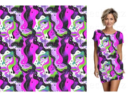 Funkční úplet se stříbrem 180g - Neonové abstraktní tváře