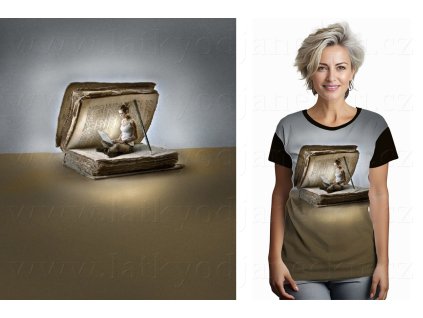 Bavlněný úplet * PANEL L 70 cm * Dívka v knize