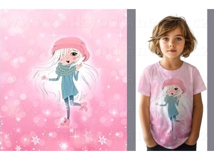 Baumwollstrick * Mädchen mit rosa Mütze * PANEL S