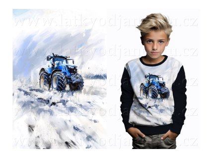 Teplákovina TOP 240 g * PANEL M * Modrý traktor