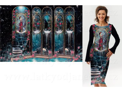 Bavlněný úplet TOP 200g * 120x176 cm * Dáma nad schody