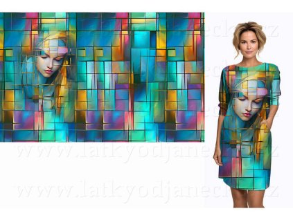Ferra- Jerseystof Baumwolle 260g * PANEL 100x156 cm * Karierte Vorderseite