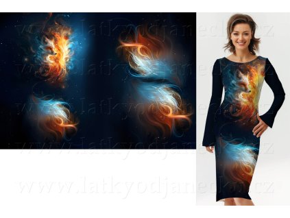 Jerseystof Baumwolle TOP 240 g * Paneel 120x172 cm * Fox Wasser Feuer