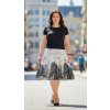 ODĚVY SKLADEM - Půlkolová sukně Z bavlněného úpletu Městská skica - vel.XL