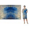 Bavlněný úplet TOP 180g - Panel 120 cm - Modrobežovový abstrakt