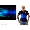 Bavlněný úplet TOP 180 g - PANEL na přední díl XL 80 cm - Modrá klávesnice