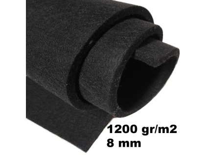 Technický filc 8 mm barva Černá, šířka 160 cm