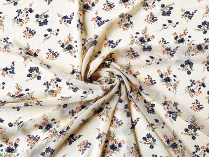 Jemný šifon kremový, květiny