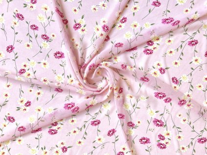 Jemný šifon růžový, květinový
