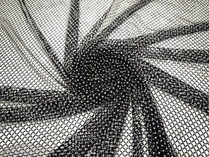 Černá strečová síťka se stříbrnými kamínky