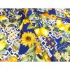 Italská bavlna – Slunečnice a citrusy na modrém podkladu