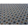 Viskózová látka s geometrickým vzorem – hnědo-modrá, řetízkový motiv
