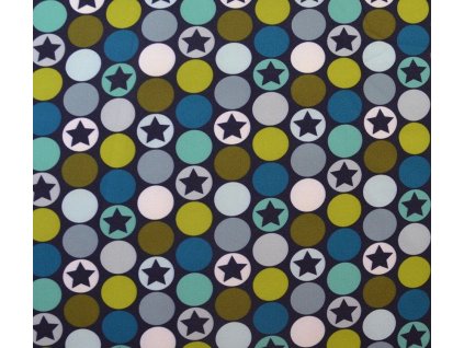 Softshell s fleecem, puntíky a hvězdy ,tm.  modrá