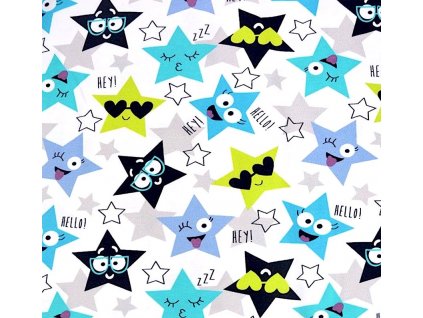 Bílý bavlněný úplet, hvězdičky