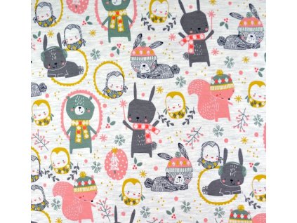 teplákovina béžová počesaná, zvířátka