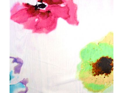 šifon, malované růže, bílá