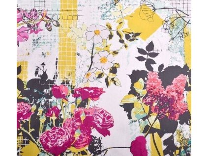 Bílá bavlna, rozkvetlá zahrada