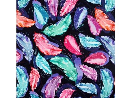 Černý bavlněný úplet s pírky