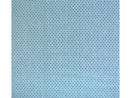 Bavlněný úplet, černé puntíky,sv. modrá
