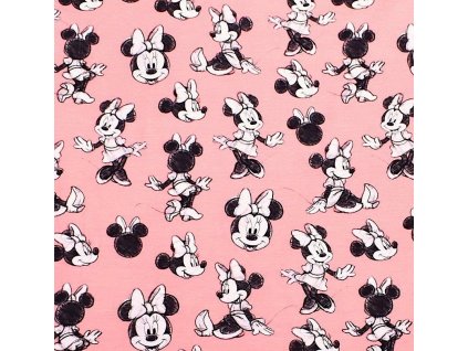 Bavlněný úplet,Minnie,růžová