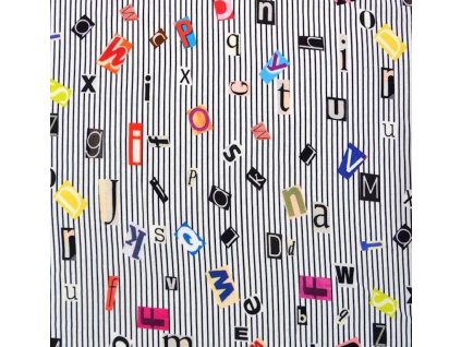 Viskózový úplet,písmena,černá