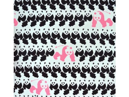 Tyrkysový bavlněný úplet, panda