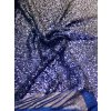 Pružný tyl s flitry, tmavě modrá