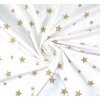 bavlněný úplet, zlaté hvězdičky bílá