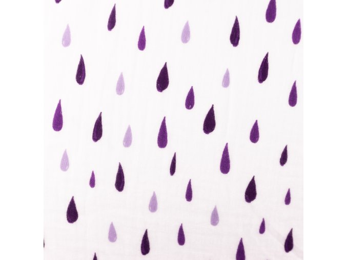 [S1405R 187075] [S1405R] Double Gauze Crinkled Printed Raindrops Snoozy Fabrics (Fialový)