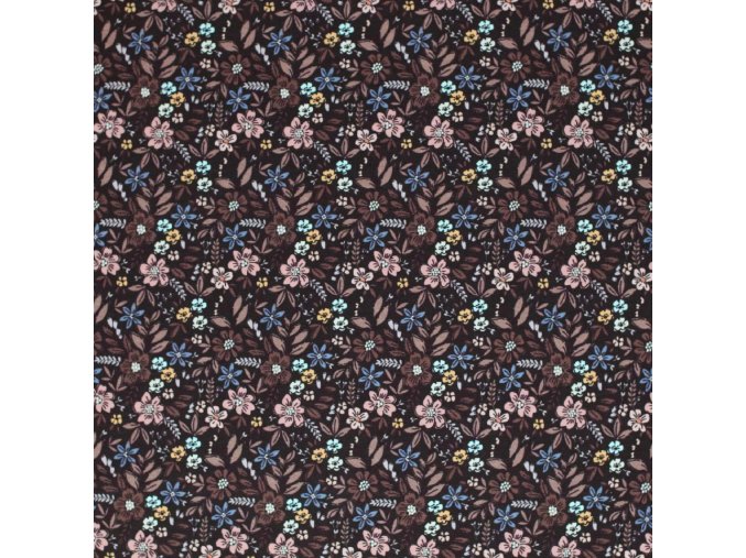 Jersey Cotton Fabric Mixed Flower Brown 1 1800x1800