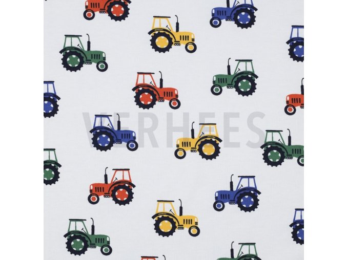 úplet barevné traktory na bílé
