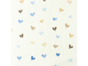 [S1195L 184873] [S1195L] Žerzejové Látka Potisk Podepsaný Srdce Snoozy (Modrý)