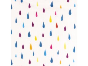 [S1405R 187071] [S1405R] Double Gauze Crinkled Printed Raindrops Snoozy Fabrics (Vícebarevná)