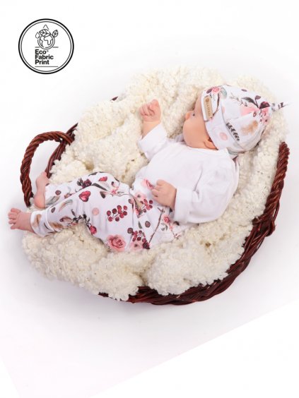 Novorozenecký set čepička s uzlem a dupačky dárek pro miminko Baby shower Taška do porodnice La Tulia (5)