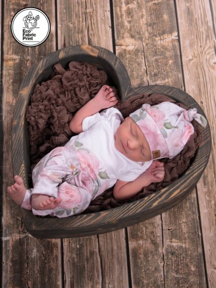 Novorozenecký set čepička s uzlem a dupačky dárek pro miminko Baby shower Taška do porodnice La Tulia (8)