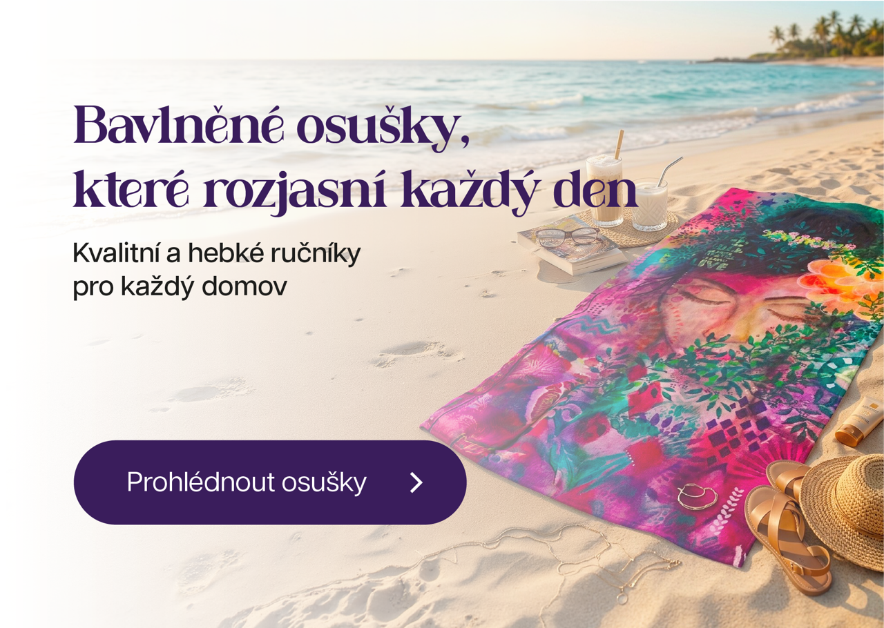Barevné bavlněné osušky Laufernice s originálními uměleckými motivy v koupelně