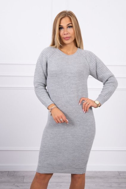 Svetrové šaty s pleteným vzorom šedá