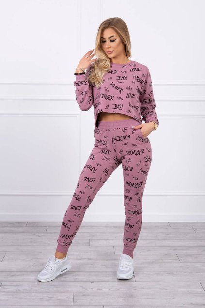 Ružový teplákový komplet s nápismi