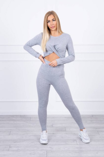 Súprava s prekríženým topom šedá