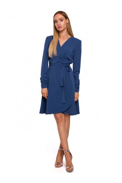 Zavinovací šaty s nabíranými rukávy