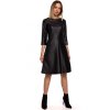 Krátke šaty s imitáciou kože s trojštvrťovými rukávmi
