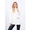 Predĺžený pulóver so stojačikom biela