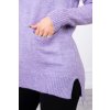 Predĺžený pulóver so stojačikom fialová